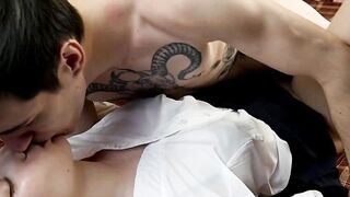 The Game with a Classmate Ended With Passionate Sex on The Parents' Bed