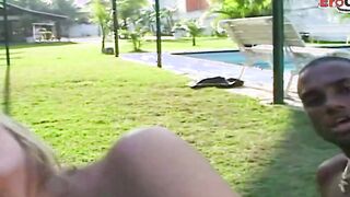 Blonde lady boy got outdoors plowed from BBC