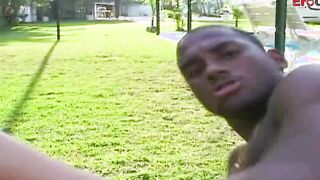 Blonde lady boy got outdoors plowed from BBC