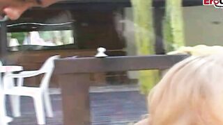 Blonde lady boy got outdoors plowed from BBC