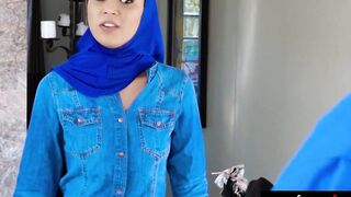 Arab teen Maya Bijou sucks two dicks