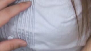 Japanese delicious teen satisfies her man after dinner