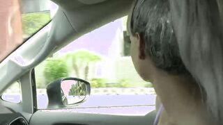 Skinny ts hitchhiker sucks drivers cock