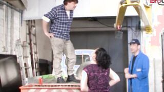 German great titties amateur 19 year old fucks at construction site
