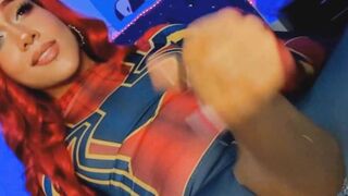 Shemale In Costume Masturbates Her Cock