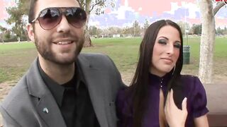 Skinny dark haired hoe getting watched while she getting fuck from a long