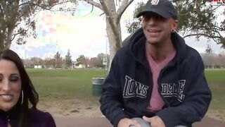 Skinny dark haired hoe getting watched while she getting fuck from a long