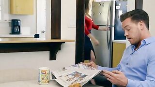 Kyle Mason is enjoys a read through the newspaper while his fiancée Lena Paul makes coffee in the kitchen. This