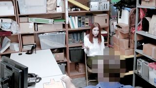 Scared red teen thief Pepper Hart fucked by a big dick