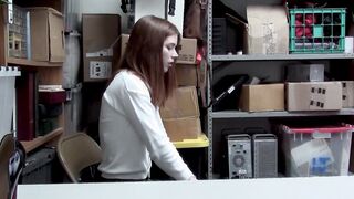 Scared red teen thief Pepper Hart fucked by a big dick
