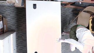 Scared red teen thief Pepper Hart fucked by a big dick