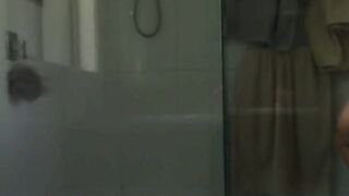 my moms big hangers spied in the shower