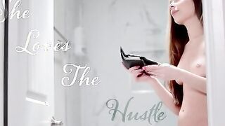 Winter Jade is ready for the shower as she stares at herself into the WC mirror. She drops the towel