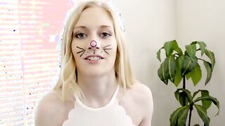 Perky little spinner Emma Stone is in the Easter spirit as she wanders her house dressed as the Easter bunny.
