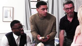 Gangbang DP fuck of sad big boobs blonde