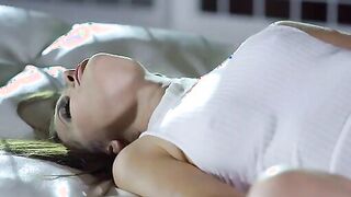 Delectable Gia Paige can't keep her hands off her small jugs as she waits for Preston Parker to join her