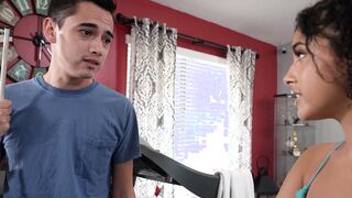 My petite Latin stepsis sucked big cock