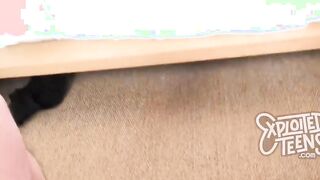 This DIRTY BEAUTY cute blonde 18 deep throats a long cock