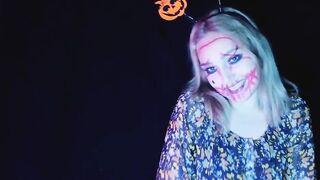 Goddess Blonde on Halloween Party Undressing & Finger Bang Cunt