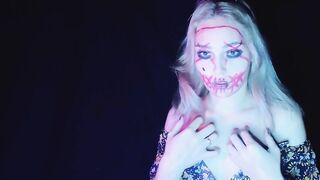 Goddess Blonde on Halloween Party Undressing & Finger Bang Cunt