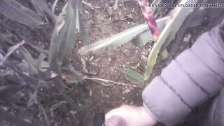 Hand Job in the field with much cum