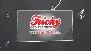 Mature teacher tries to make babe dark hair listen to him