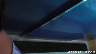 Excited dark hair ex-wife getting mouth cumfilled