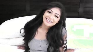 Mexican 18 yo with Lucious long brown nipples blows dick