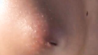 Tanned Platinum Blonde Finger and Sex Dildo Fucking by Pool