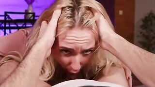 Blonde blows dick and gets banged rough