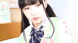 Rin Nanba comes back inside a cute uniform to show off her sweet hairy pussy