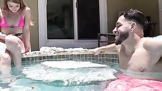 relaxing by the pool in her itty bitty bikini, Alexa Kiss is joined by her new stepbrother Peter Green. They