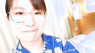 Momoko Azuma returns to our studios and wears a yakata to masturbate