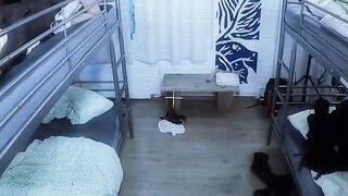 TURNED ON HOSTEL - Thin 19 Yo Opens Her Legs For Long