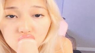 Sexy Solo Blonde Extremely Sucking Her Dildo