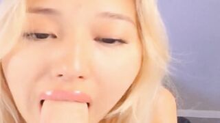 Sexy Solo Blonde Extremely Sucking Her Dildo