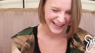 This blonde 18 yo has some serious deep throating talent