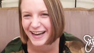 This blonde 18 yo has some serious deep throating talent