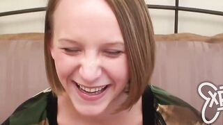 This blonde 18 yo has some serious deep throating talent