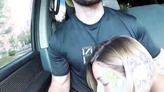 Hot Blonde Picked Up and Gives Road Head, Gets Fucked!
