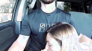 Hot Blonde Picked Up and Gives Road Head, Gets Fucked!