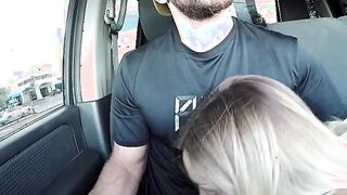 Hot Blonde Picked Up and Gives Road Head, Gets Fucked!