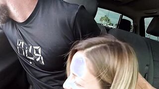 Hot Blonde Picked Up and Gives Road Head, Gets Fucked!