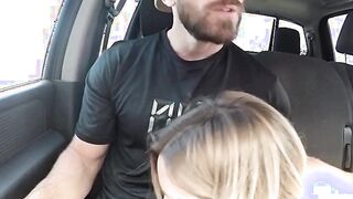 Hot Blonde Picked Up and Gives Road Head, Gets Fucked!