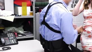 Bespectacled blonde MILF fucked by a big cocked guard