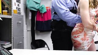 Bespectacled blonde MILF fucked by a big cocked guard