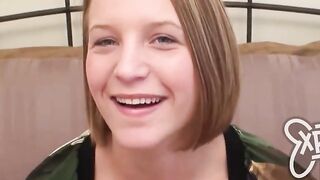 Deep throating 19 yo sucks an 8 inch cock two