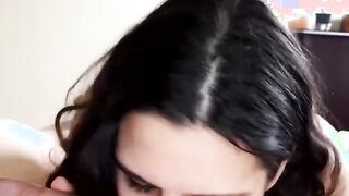 Pretty lover sucks on my throbbing rod