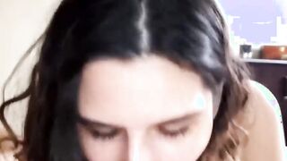 Pretty lover sucks on my throbbing rod