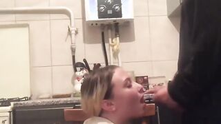 Tattooed blonde Hot gives an good oral sex